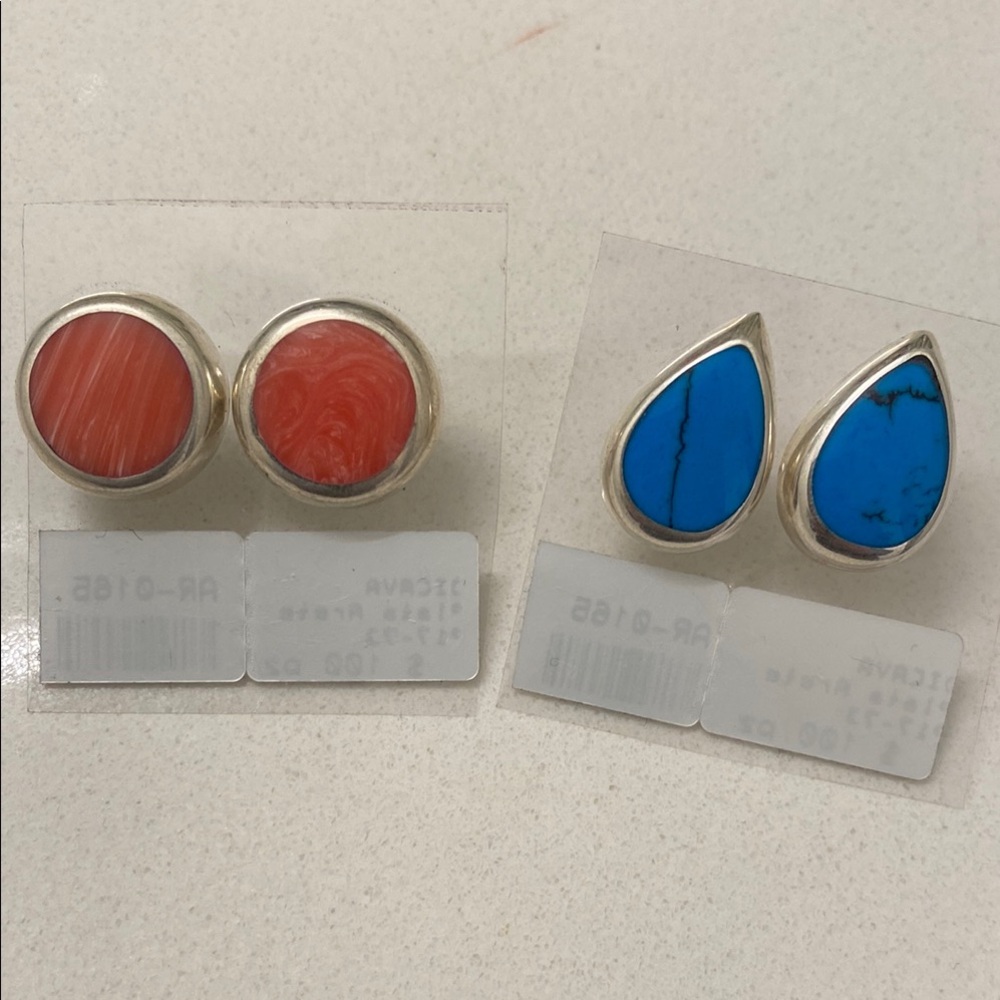 Silver and Stone Earrings Set